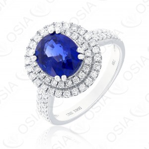 18 KARAT DIAMOND AND GEMSTONE RING