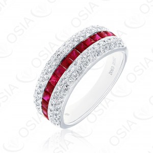 18 KARAT DIAMOND AND GEMSTONE RING