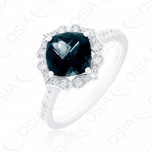 9 KARAT DIAMOND AND GEMSTONE RING