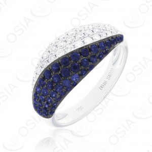 18 KARAT DIAMOND AND GEMSTONE RING