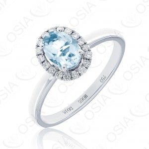 18 KARAT DIAMOND AND GEMSTONE RING