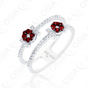 18 KARAT DIAMOND AND GEMSTONE RING